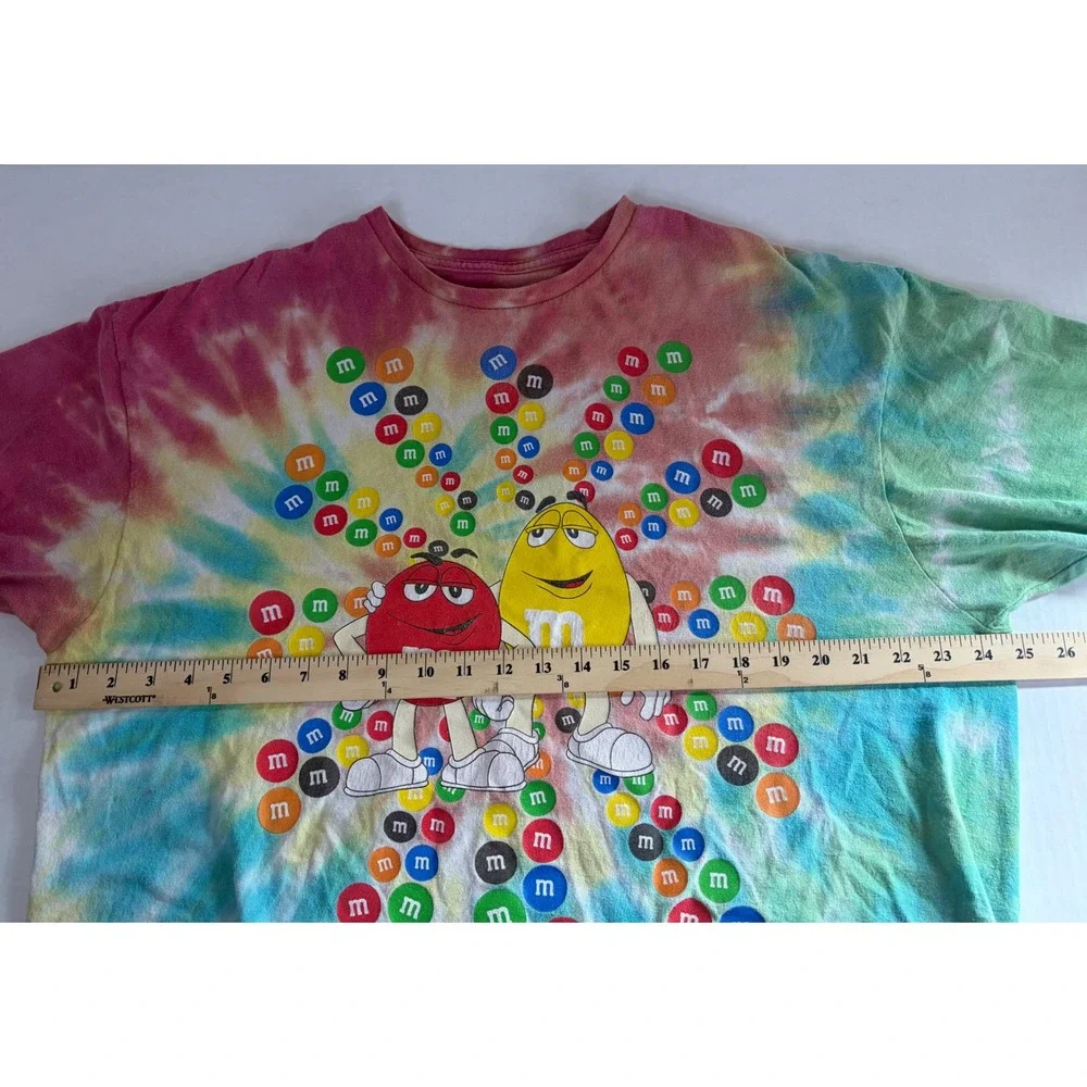 M&M's Official Licensed Tie Dye T-Shirt Mens 2XL Red Yellow Characters Candy